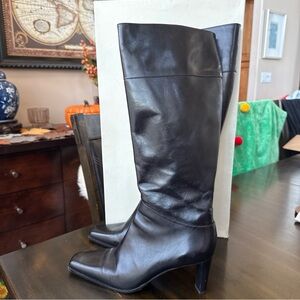 Ann Taylor Elegant Black Leather Knee-High Boots